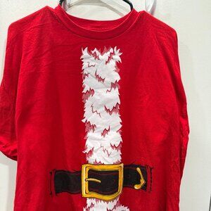 Santa Graphic Christmas Tee 2XL, Red Holiday Shirt